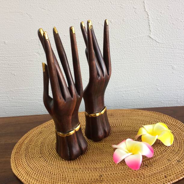 楽天市場】ウッドハンド 右手 16cm 4.5cm 木彫り 置き物 アジアン雑貨