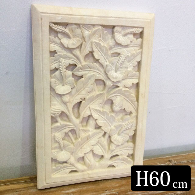 楽天市場】ストーンレリーフ 80×30cm プルメリア 花柄 白