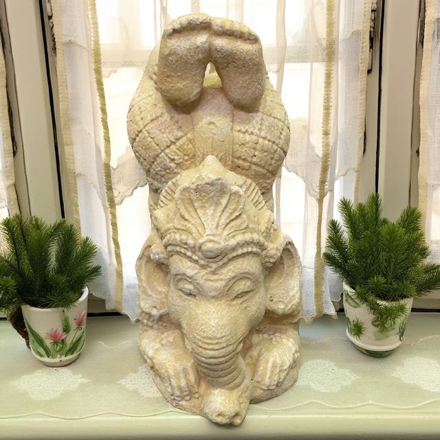 【ポイントUP アジアン バリ】 ガネーシャ 石像 置物 サーカス ヨガ セメント H33cm 白 ホワイト 石像 神様 おしゃれ オブジェ エクステリア DIY 庭 リゾート 石造 象 石の彫刻 アジアン雑貨 インテリア バリ風 ガーデンオブジェ オーナメント 風水 男前インテリア [ss2503]