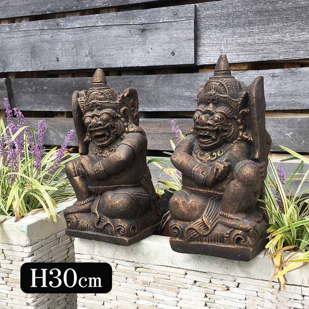 【インテリア雑貨 おしゃれ バリ風】 石像 ラクササ ペア 左右1体づつ H30cm アンティーク調 置き物 オブジェ インテリア バリ風 ディスプレイ エクステリア 庭 ガーデン 外構 アジアン雑貨 エスニック 玄関 床の間 雑貨 置物 アジアン インドネシア 飾り 厄除け 守り神