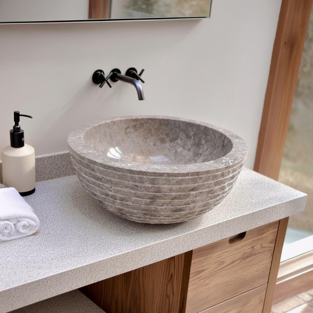 楽天市場】バリ島 天然石 水受け ガーデンパン 洗面ボウル40cm 造作