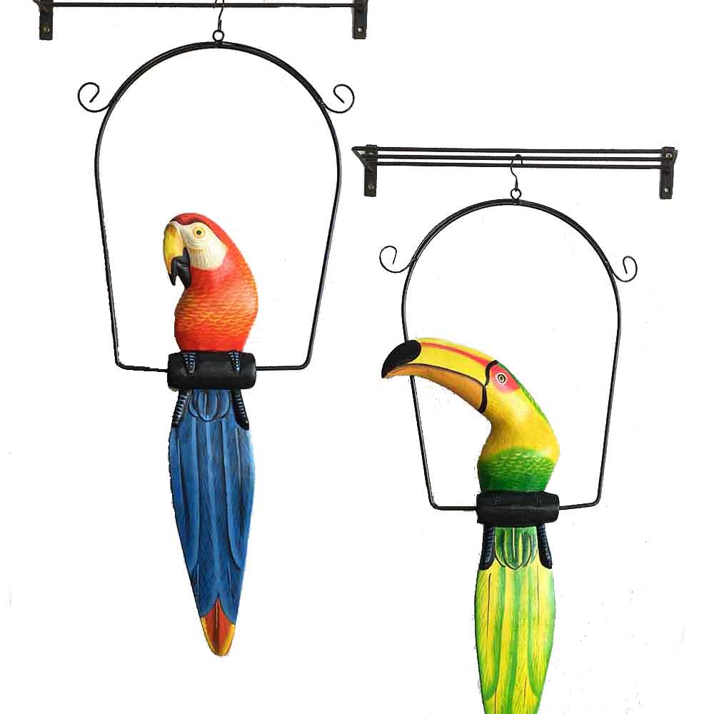 楽天市場】カラフルオウムの木彫り コンゴウインコ リゾートインテリア