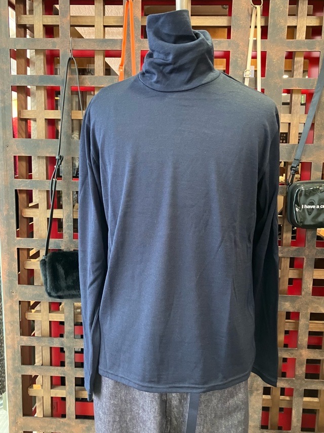 RAINMAKER KYOTO  レインメーカ京都 WASHABLE WOOL HIGHNECK ティーシャツ RM232-010 NAVY/BROWN