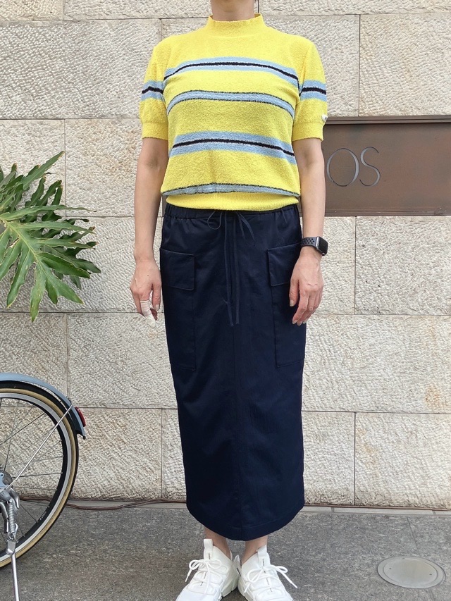 N°21 ヌメロヴェントゥーノ パイル地 ボーダ- 半袖ニット 26S-A014-7611 YELLOW / NAVY