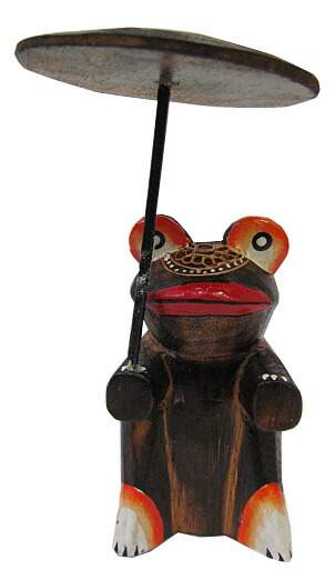 楽天市場】【5%オフクーポン解禁】傘もちケロさん 木製カエルオブジェ