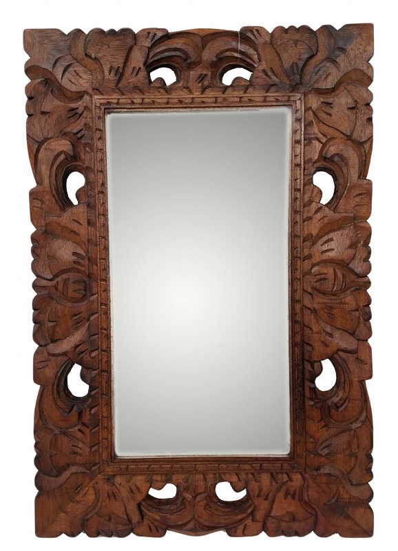 楽天市場】アジアン 雑貨 木彫りフレーム ミラー (ミディアム ) ＜55cm