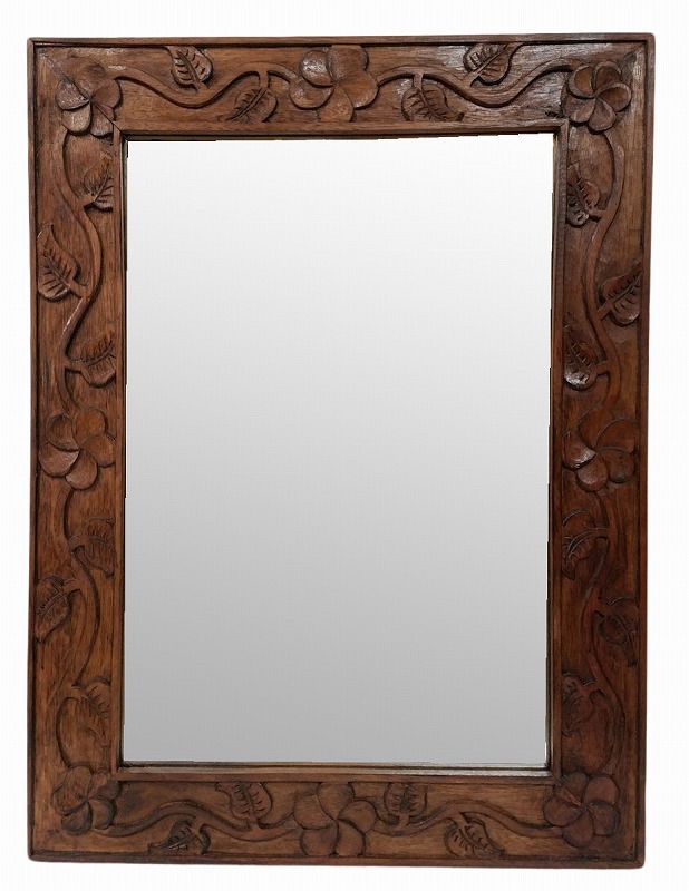 楽天市場】アジアン 雑貨 木彫り 壁掛けミラー アジアン 木彫り