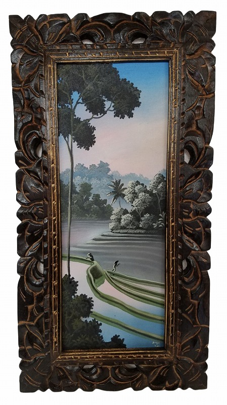 特大バリの風景画　ライステラス　油彩画 キャンバスサイン入り 148×88cm 特大バリの風景画 ライステラス 油彩画 キャンバスサイン入り 148×88cm