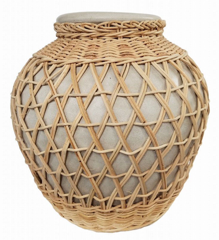 ラタン編み壺H37 テラコッタ/花器/器/花瓶/造花/オブジェ/ディスプレイ/観賞植物/花/グリーン/フラワー/フラワースタンド/オブジェ/フラワーポット/フェイクフラワー/フェイクグリーン/アジアンテイスト【バリ・アジアン雑貨バリパラダイス】