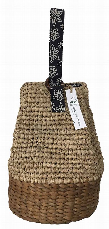 ウォーターヒヤシンス＆ウォーターグラス コンビネーション巾着バッグ【バリ島直輸入】プレゼント ギフト レディース 夏コーデ リゾート 手作り アジアン ハンドメイド かわいい 浴衣【バリ・アジアン雑貨バリパラダイス】