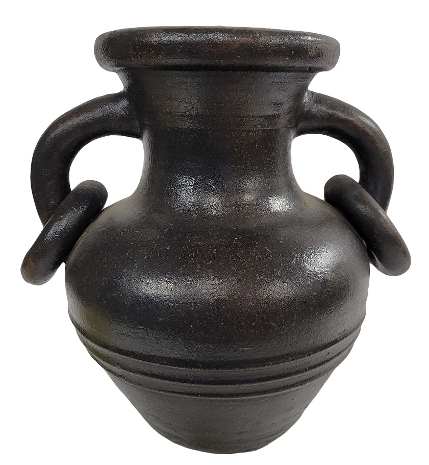 リング付取っ手壺茶 テラコッタ/壺/取っ手/花瓶/花器/花活け/花/リング/輪/グリーン/フラワー/オブジェ/置物/フラワーポット/造花/フェイクグリーン/アジアンテイスト/ディスプレイ/インテリア【バリ・アジアン雑貨バリパラダイス】