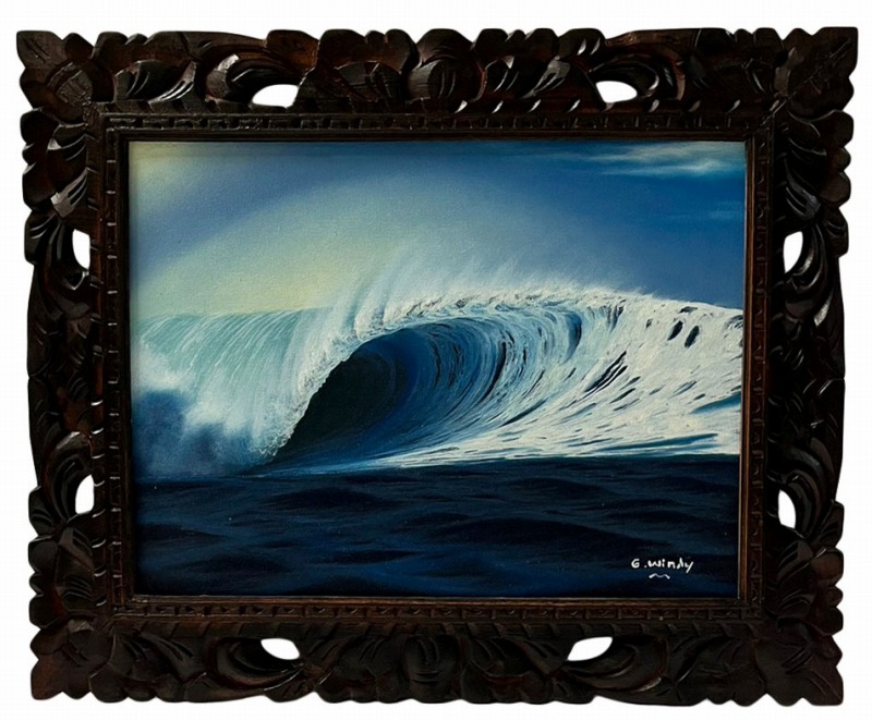 楽天市場】バリ 絵画 波の絵 ビーチ Goes Windy 40×30cm 青い 海