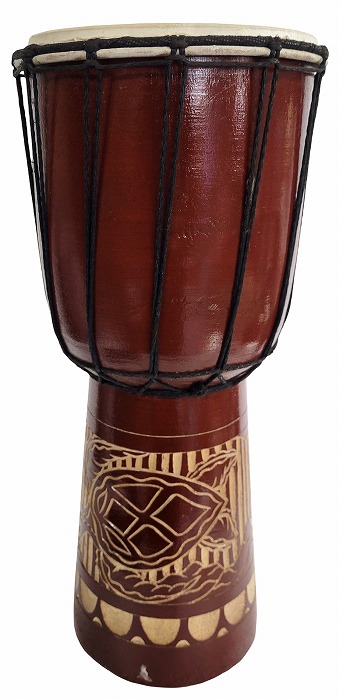 ジャンベ 木彫り 紋様 特大 66cm 民族楽器 インドネシア・木製ジャンベ☆木彫りMサイズ（MB）☆