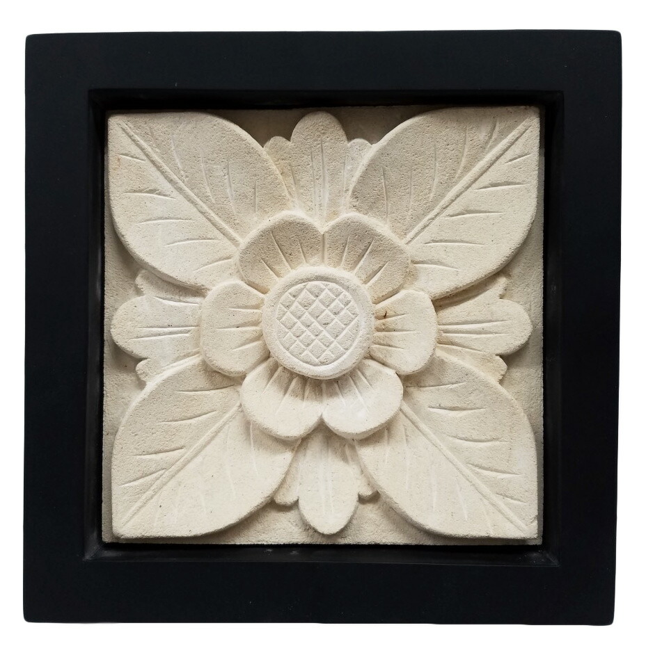 【楽天市場】ストーンカービングシンプル額 25×25 バリ花【バリ島直輸入】花 フラワー ストーンパネル パネル カービング 壁掛け 壁飾り