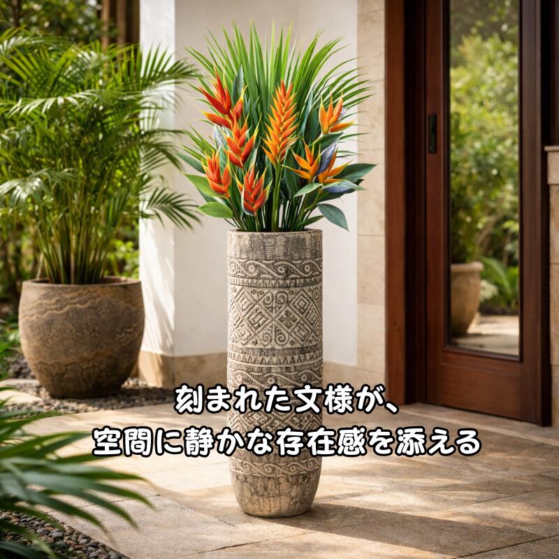 パームウッド壺ホワイトウォッシュ80シマ ヤシの木 椰子 花瓶 木彫り 置物 オブジェ 観賞植物用 グリーン フラワーポット フラワーPOT 壺 観葉植物 フェイクフラワー フェイクグリーン アジアンテイスト インテリア【バリ・アジアン雑貨バリパラダイス】