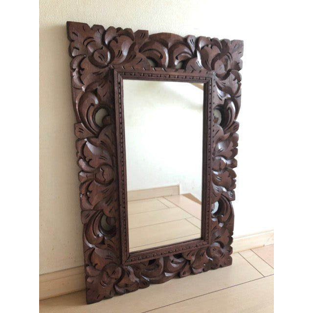 楽天市場】アジアン 雑貨 木彫り 壁掛けミラー アジアン 木彫り