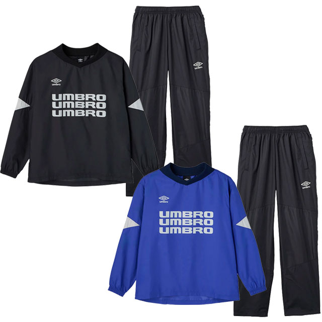 29％OFF！ アンブロ サッカー フットサル ジュニア NAGAMOCHI ピステトップ ピステパンツ 上下セット セットアップ ブラック ブルー UF5SWB30J-UF5SPZ30J