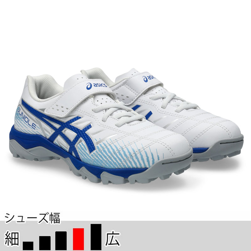 アシックス ジュニア ジュニオーレ 7 TF ホワイト ブルー サッカー フットサル ベルクロ トレシュー asics2026Q1 1104A056-100