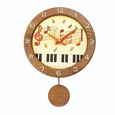 音楽 時計 寄せ木振り子時計　音符,ブラスバンド,オーケストラ,音楽,ピアノ発表会プレゼント｜バレエと音楽のバレリーナート