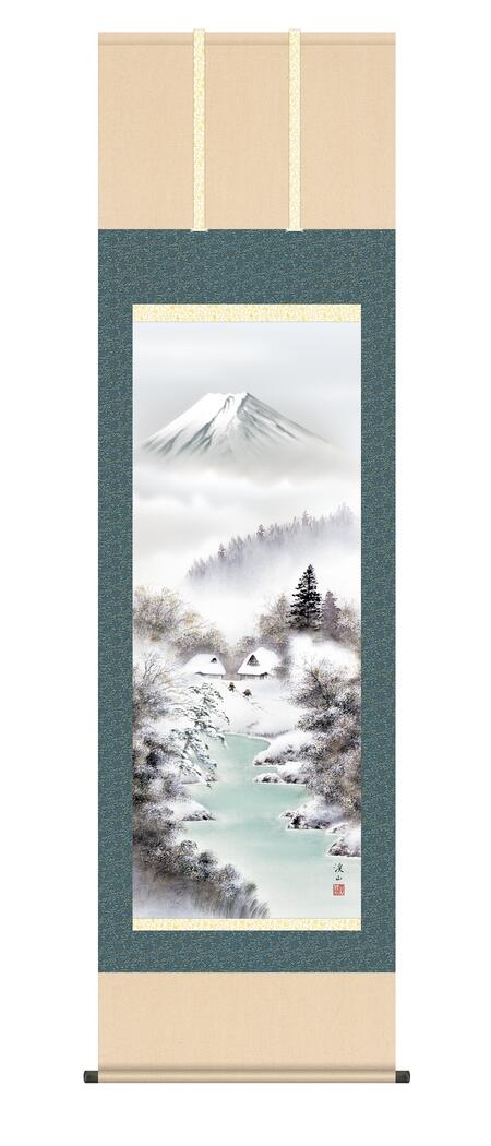 楽天市場】掛軸 掛け軸 富士山 山水画 「富士季景」伊藤渓山 春夏秋冬