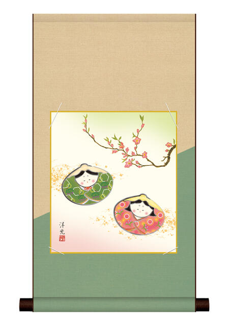 楽天市場】お雛様色紙額セット【手描き】 武藤紅雲 達磨雛 約横37×縦