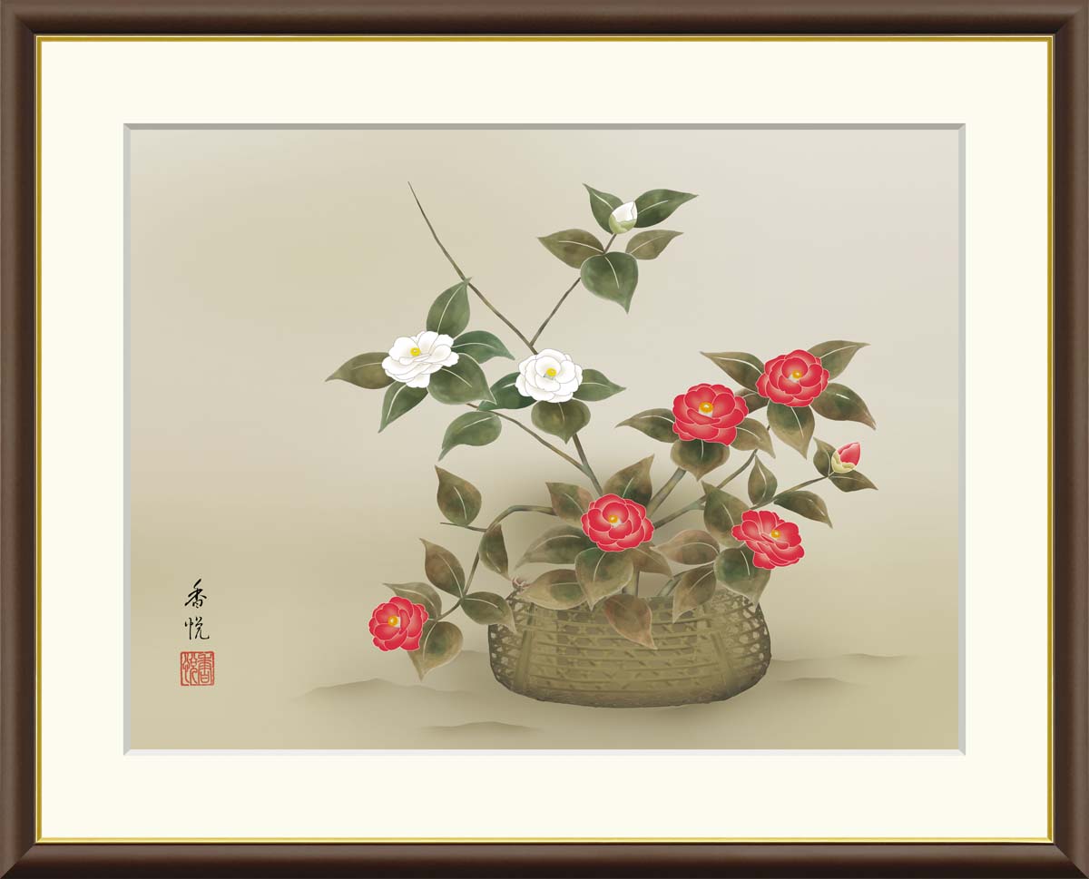 楽天市場】絵画 日本画 額入りアート「四季花」J4-B002 F8:61cm