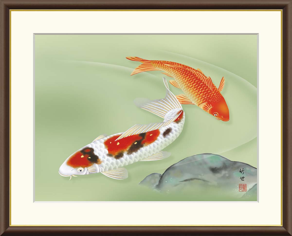 楽天市場】川村憲邦『遊鯉』日本画 F10（10号） : 内田画廊