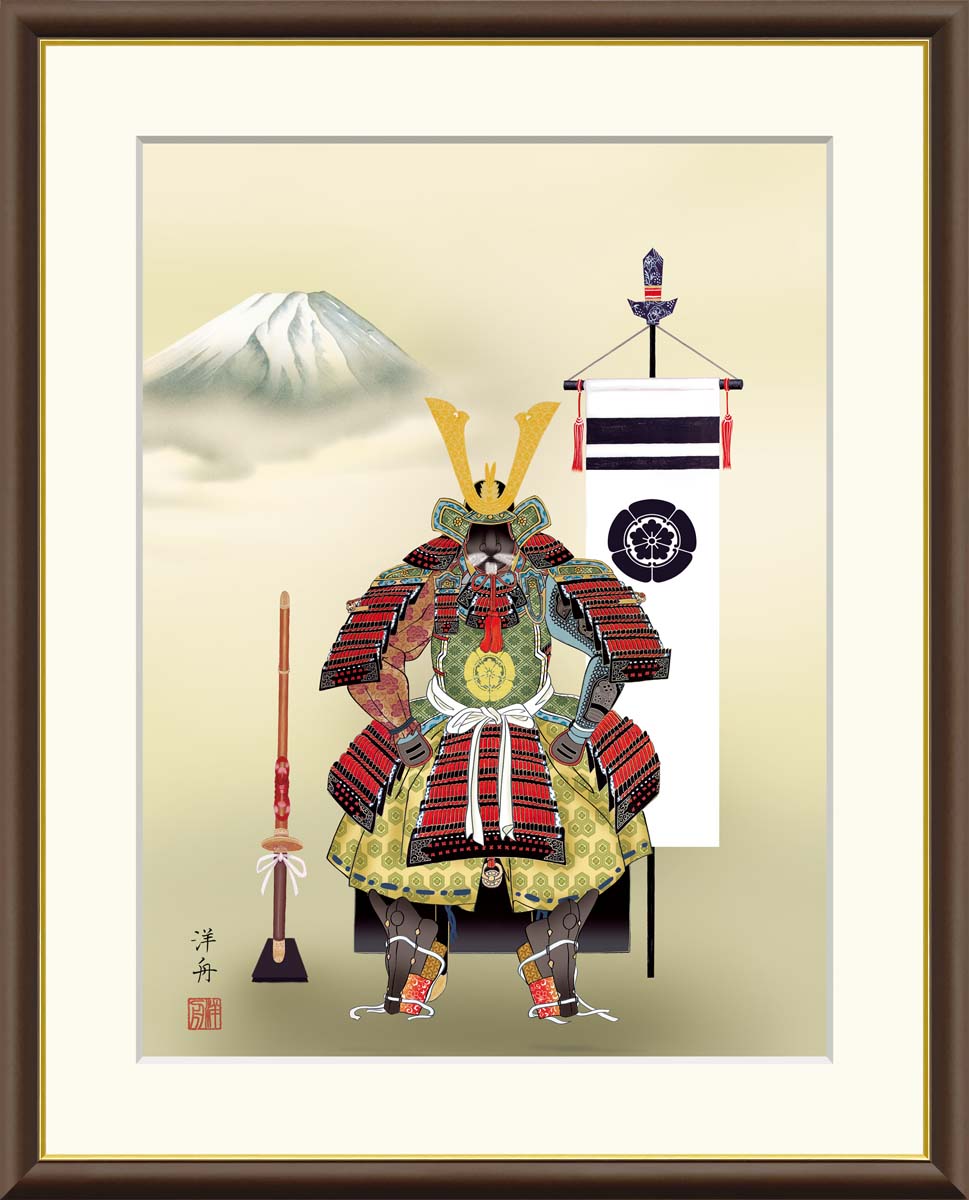 楽天市場】子ども日 端午の節句 額入アート ＜J4-H001 馬上武者＞ F4