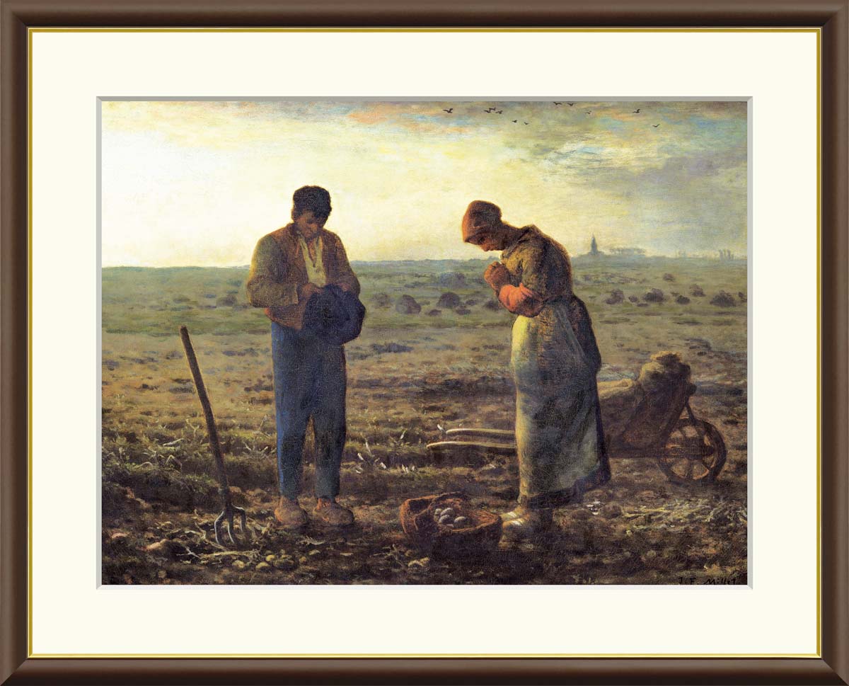 有名 画家 ミレー 「晩鐘」 j1014 F8:61cm×49.5cm F6:52cm×42cm F4:42cm×34cm送料無料 額入りアート アート 名画 絵画 風景画  フレーム入 おしゃれ 高級 有名絵画