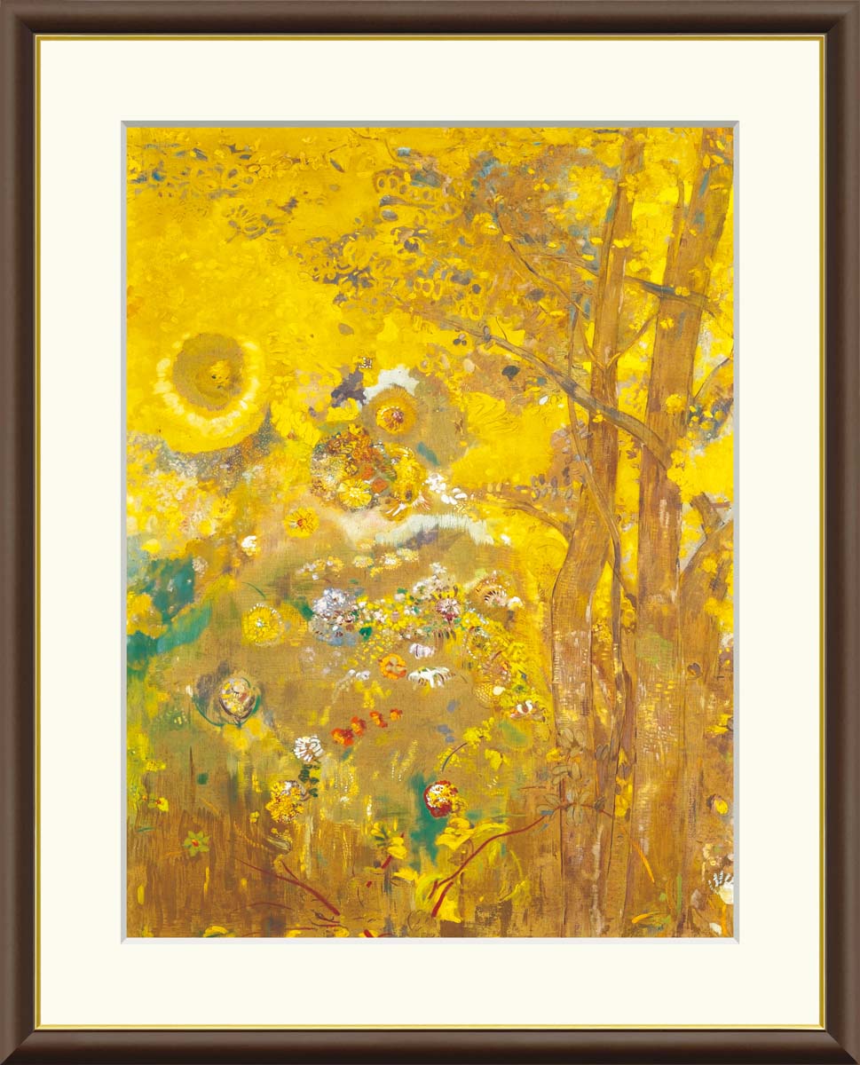 楽天市場】10年保証 名画 油絵 黄色い背景の木々 オディロン・ルドン
