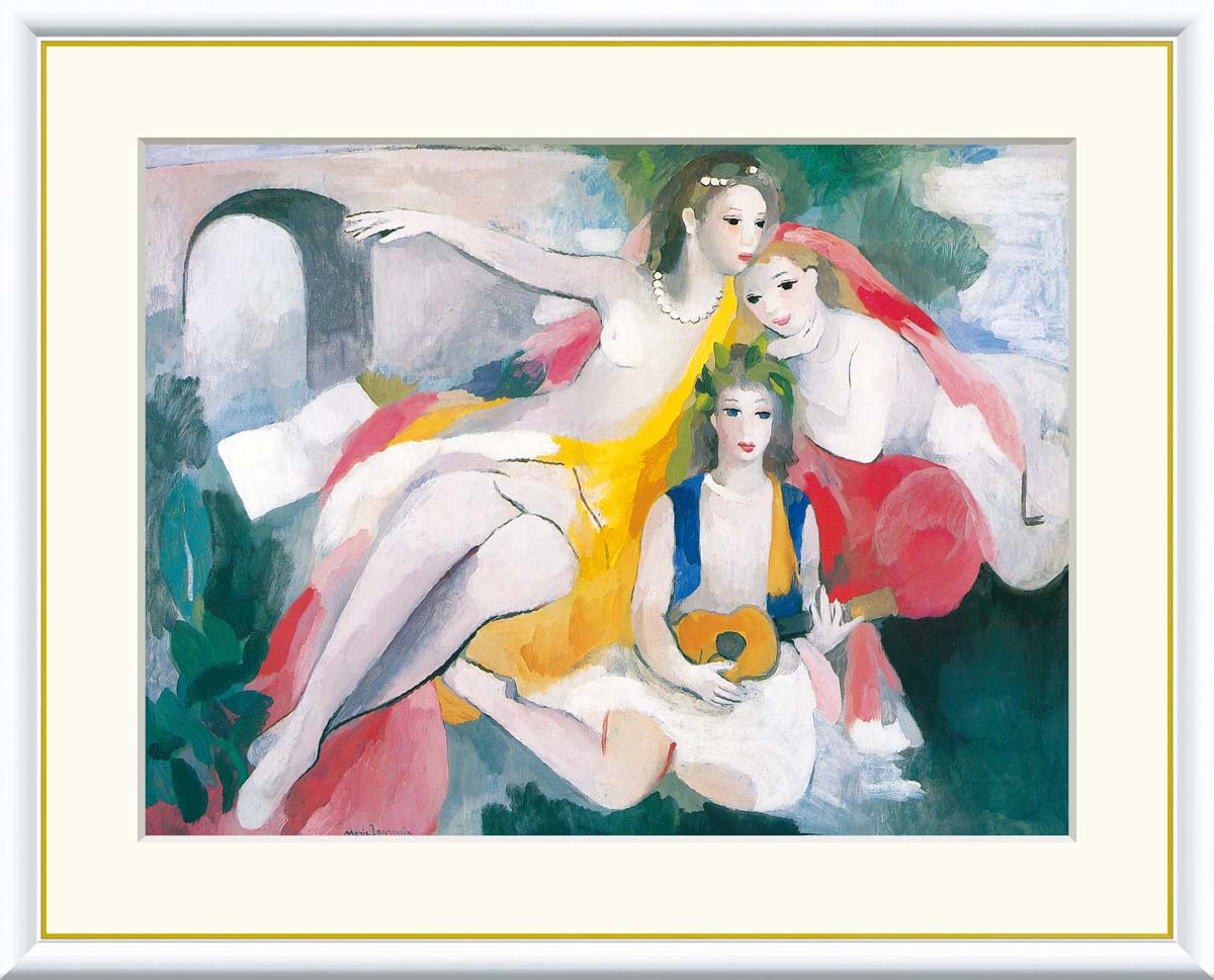 マリー・ローランサン　題名『バラの女』白木額49×40  レプリカ マリー・ローランサン 題名『バラの女』白木額49×40 レプリカ