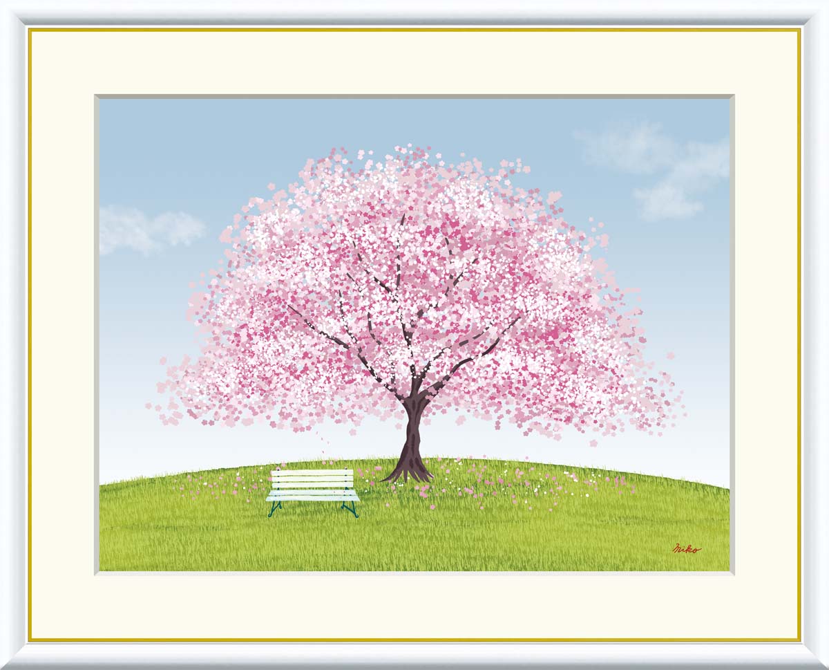 楽天市場】絵画 鈴木香／筆 「さくら」 SM号 日本画 複製 額入り 桜の