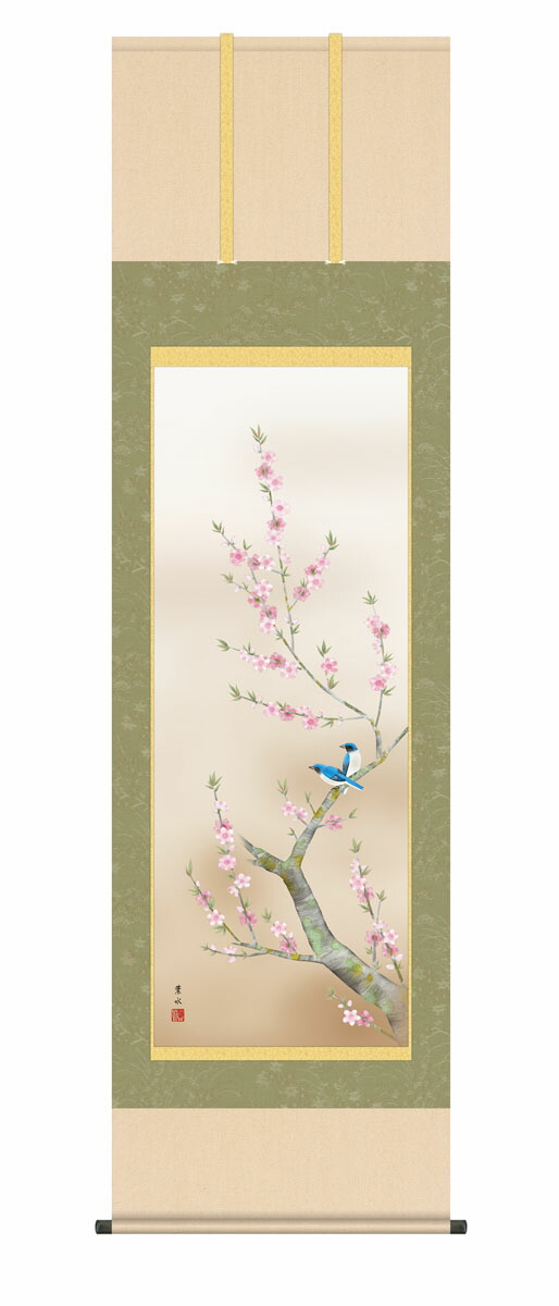 楽天市場】掛軸 掛け軸 花鳥画 春掛け 「桜花に小鳥」 kz5ma2078