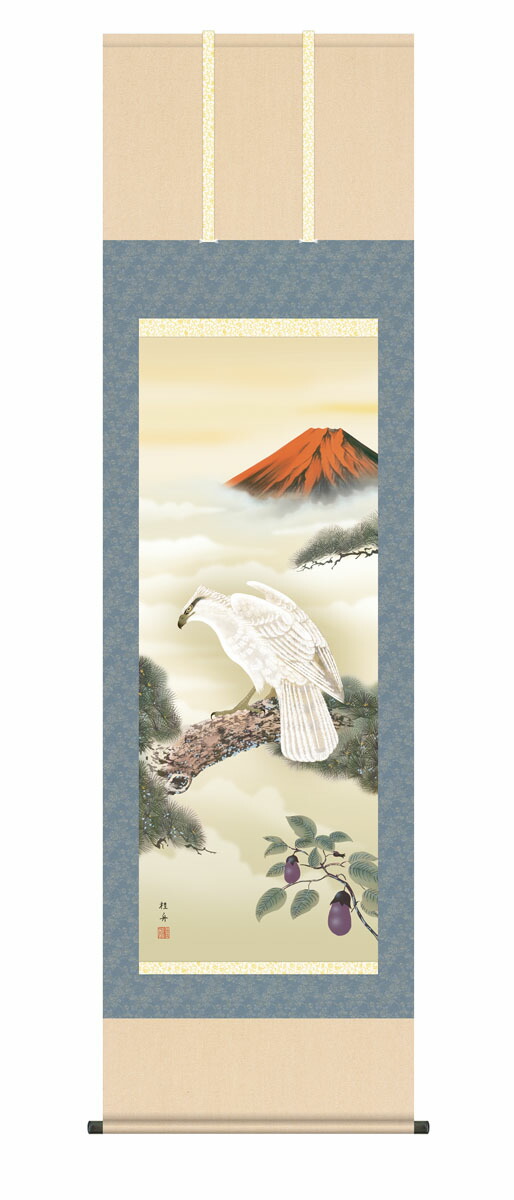 昭和レトロ 御掛軸 掛軸 掛け軸 縁起物 一富士二鷹三茄子 筆 富士 鷹 茄子 楽天市場】掛け軸／掛軸【正月掛け】一富士二鷹三茄子（高見 蘭石