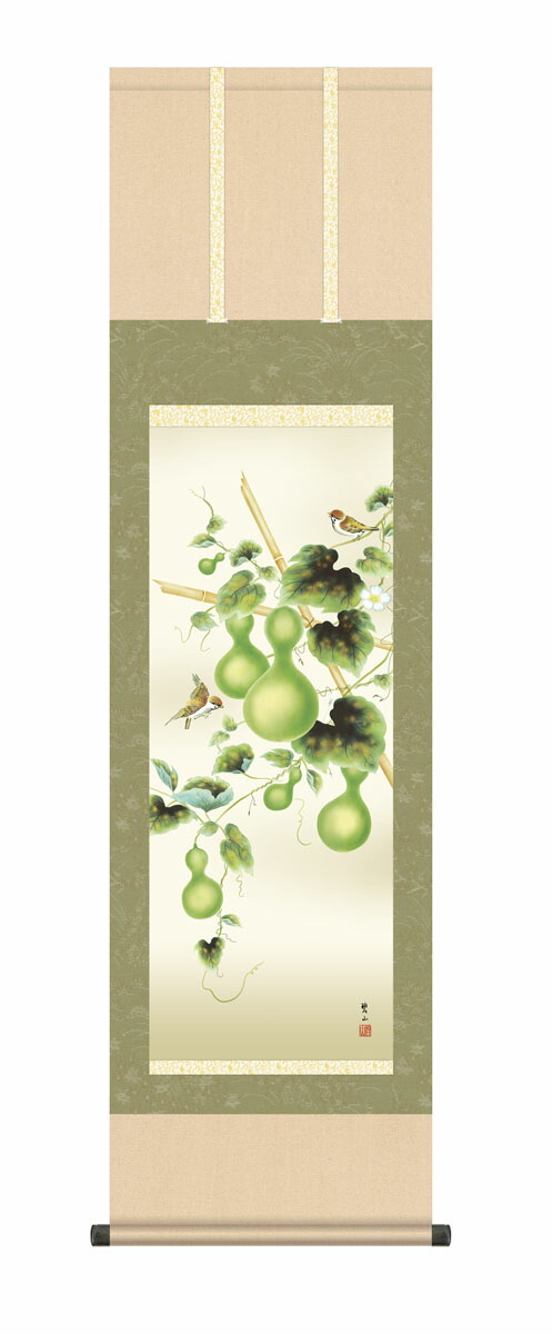 楽天市場】掛軸 掛け軸 夏掛け 花鳥画 「六瓢」 緒方葉水 送料