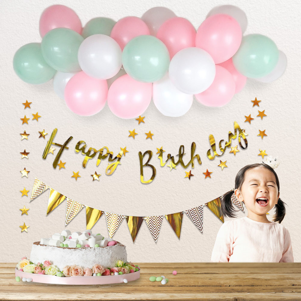誕生日 バルーン 1歳 2歳 3歳 星が可愛いバースデーデコキット Kit 035 送料無料 バースデー 風船 Happy 100日祝い Birthday オリジナル パーティー かわいい 選べる デコレーション カワイイ