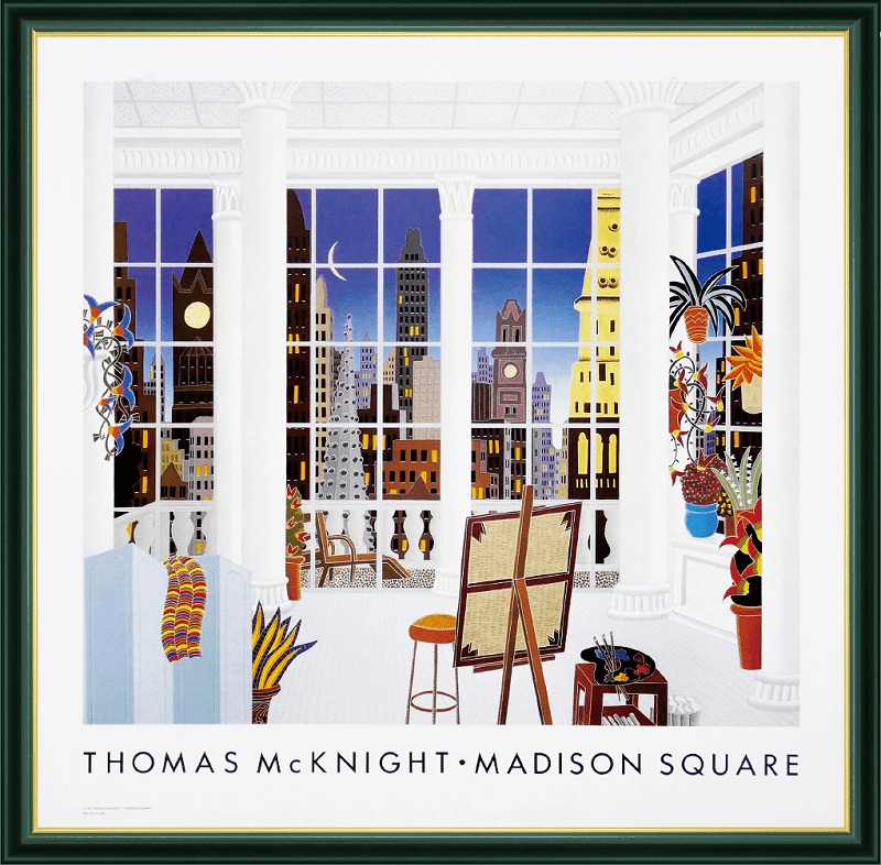 額入りポスター AC THOMAS McKNIGHT MADISON SQUARE トーマス マックナイト幅678mm×高さ666mm インテリア 白 モダン おしゃれ フレーム 額入り ポスター