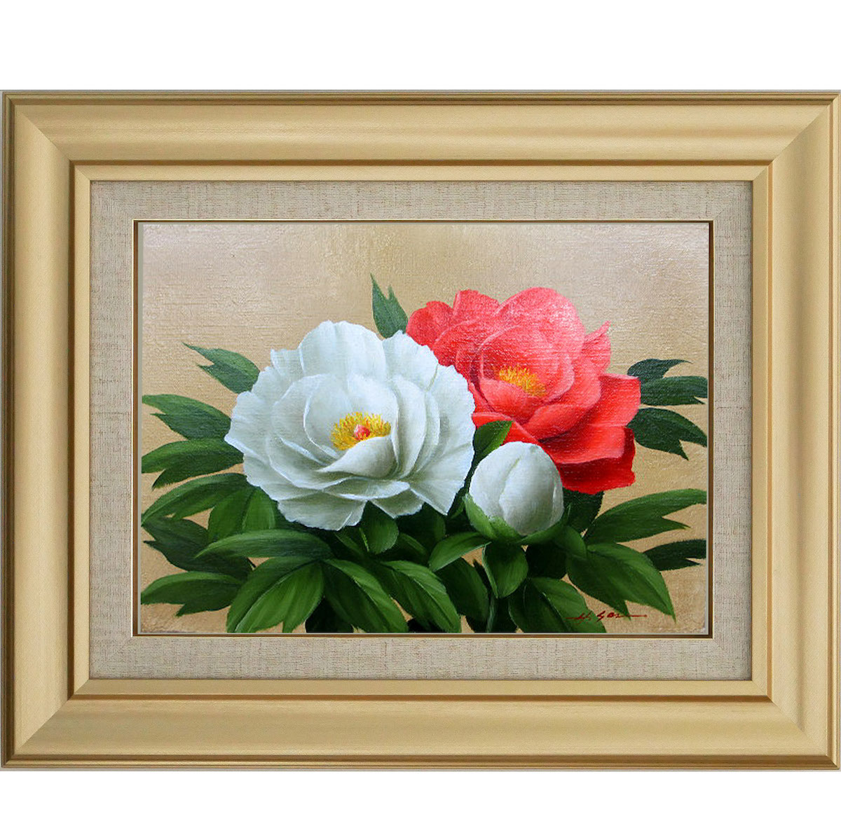 油彩画 [ 牡丹　百花王 ] 額付　原画 imgrc0079590962.jpg