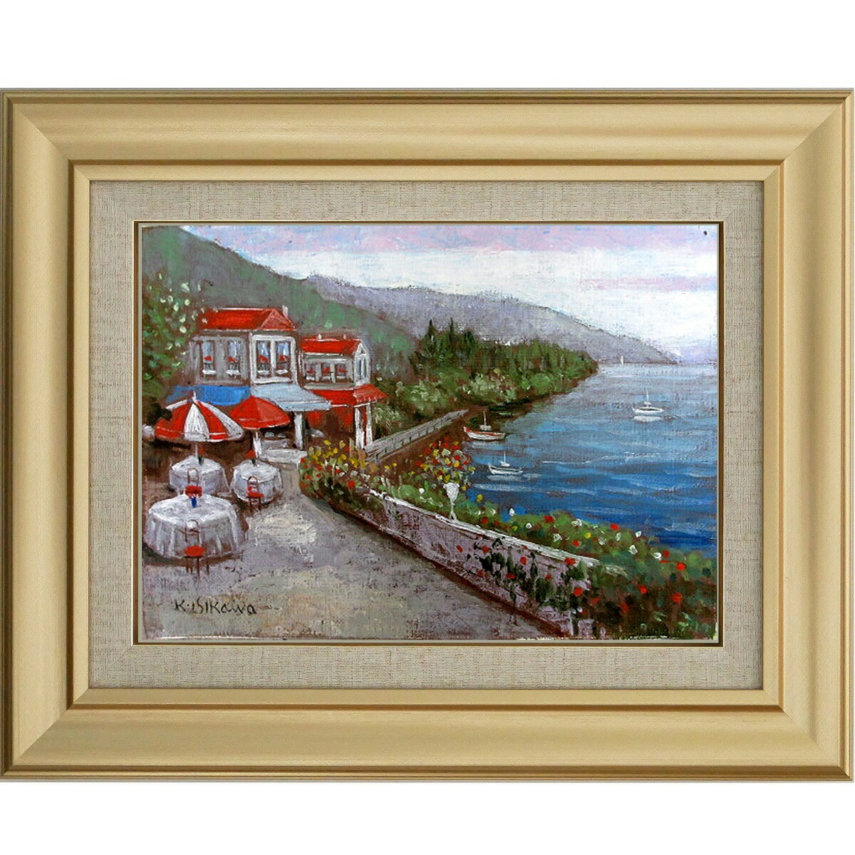 油絵肉筆画手描きイタリアの画家フエレンス　画題裸婦油絵 楽天市場】手描き 油絵 絵画 油彩 額入り油彩 ベニス F4サイズ
