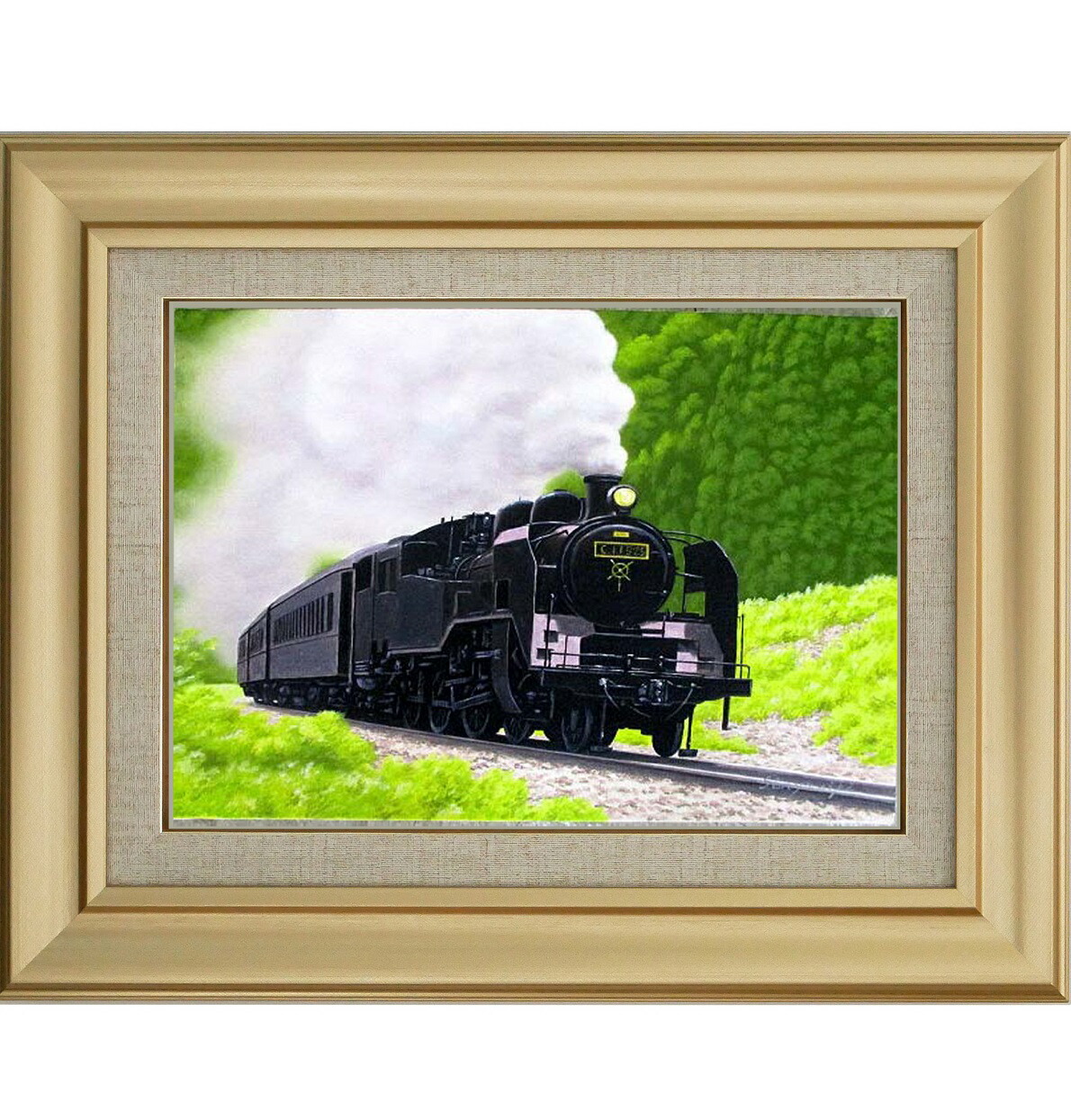 楽天市場】手描き 油絵 絵画 額入り 油彩 SL3 只見線 F4サイズ