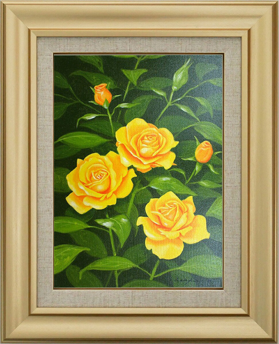 楽天市場】絵画 油絵 額入り油彩 手描き 油彩 赤バラ 朝隈敏彦