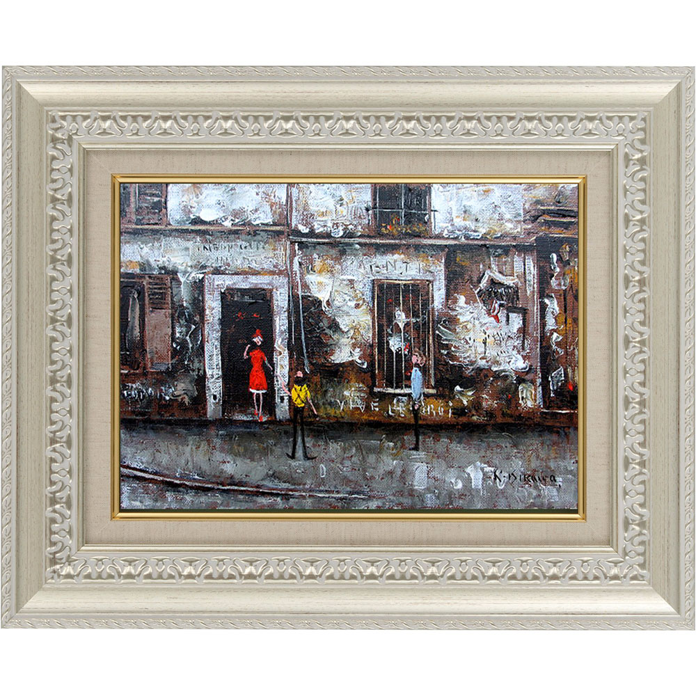 手描き 油絵 絵画 油彩 額入り油彩 パリの下町 パリ F4サイズ 石川佳図 ヨーロッパ 風景 絵 アート 風景画 幅493mm 高さ402mm septicin Com