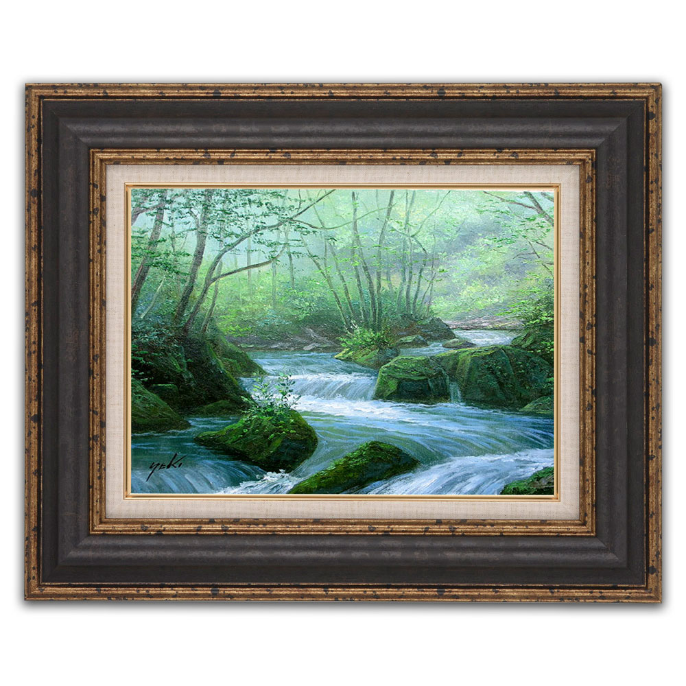 油絵　「夏の思い出」F4 額つき 油絵 「夏の思い出」F4 額つき 油絵 「夏の思い出」F4 額つき