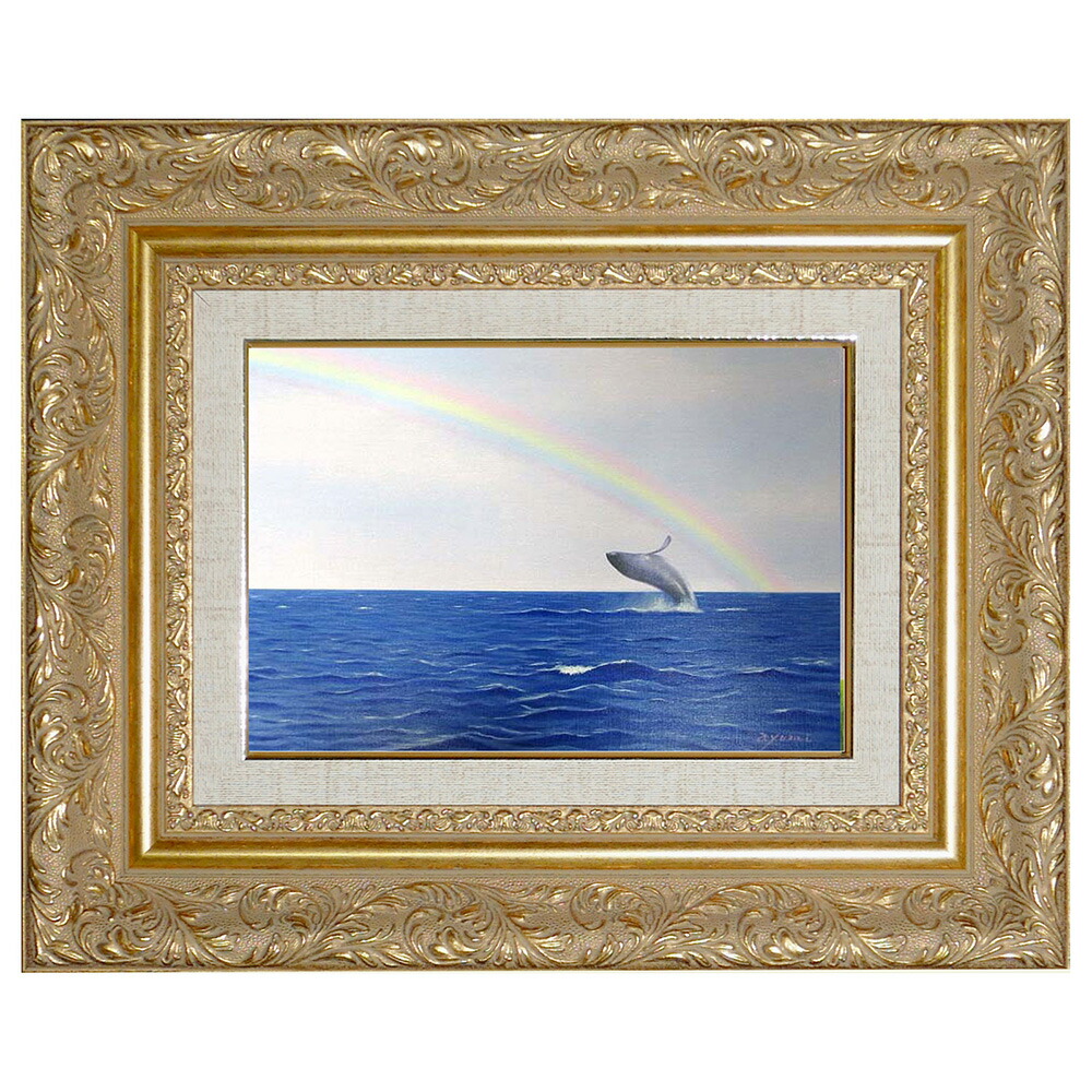 油絵 絵画【虹の海】 Amazon | 海とイルカと虹 数字油絵 動物の描写現実と