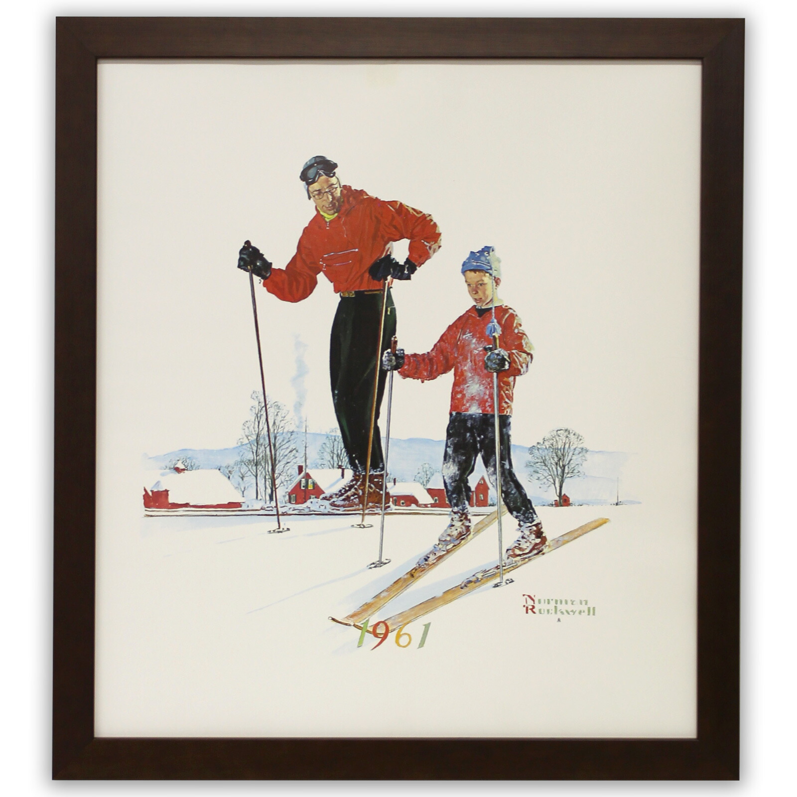 額入りポスター ノーマンロックウェル Cp ロックウェル Nr5 1961 スキー 幅492mm 高さ547mm インテリア 額入り おしゃれ ランキングtop5