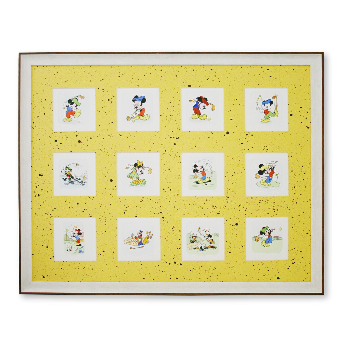 額入りポスター アンティーク ディズニー ＜CP DS95 ディズニー Mickey Mouse friends Playing Golf シルクスクリーン 12枚セット ＞ 幅670mm&times;高さ530mm インテリア 額入り おしゃれ｜ハッピー雑貨専門店Happymarche