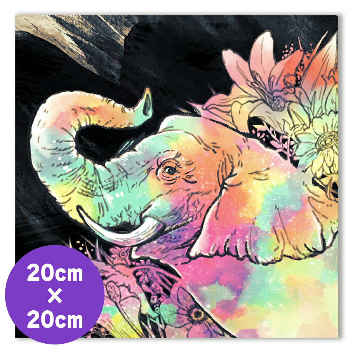 楽天市場】キャンバスアート 風水 象の絵 20cm×20cm 送料無料 アート