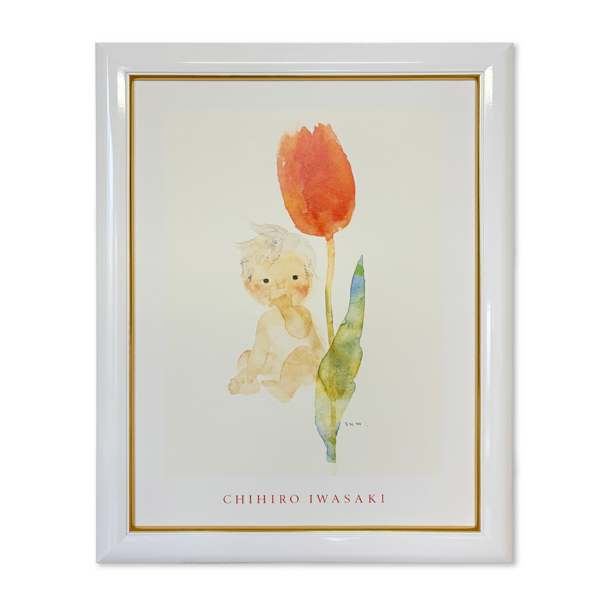 楽天市場】複製画 いわさきちひろ 「小鳥と少女」 色紙額 額入り 白額