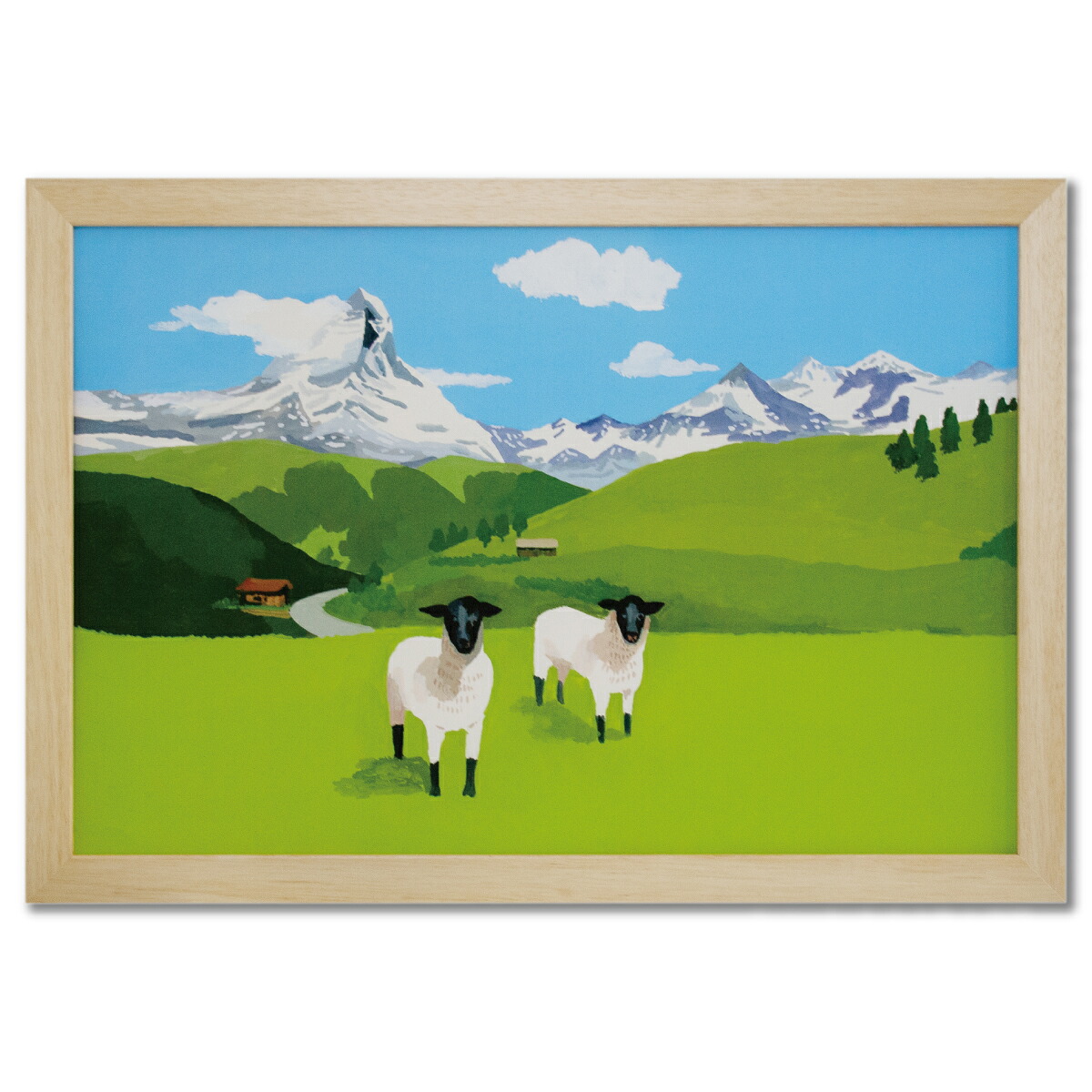 井筒啓之 HI10 額入りアートポスター「Sheep in Zermatt, Switzerland,2015」 65&times;45cm ポスター アートパネル アートフレーム アート 絵画 額 入り 壁掛け アートパネル フレーム｜ハッピー雑貨専門店Happymarche