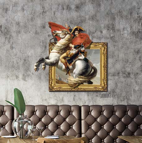 送料無料 貼ってはがせるウォールステッカー だまし絵 ウォールシール ウォールステッカー シール ステッカー トリックアート ナポレオン 壁紙 猫 猫足しシリーズ 賃貸 飾り付け 馬 13周年記念イベントが ナポレオン